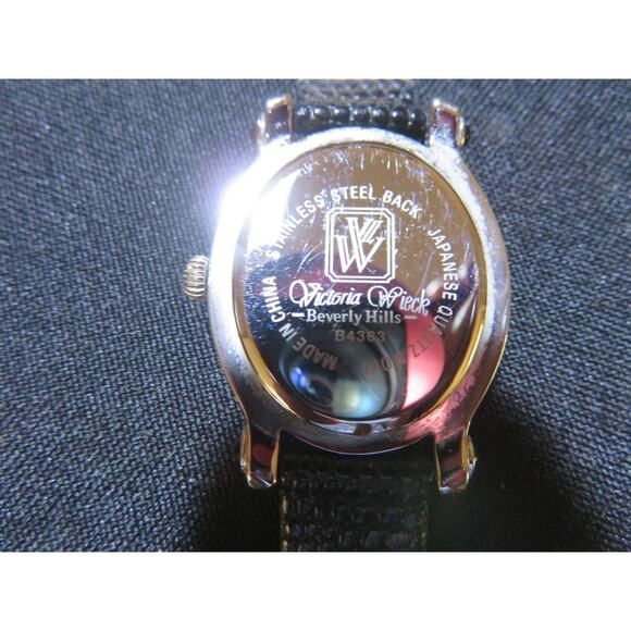 Victoria Wieck of Beverly Hills Womens Wrist Watch Black Leather Silver - Picture 3 of 10